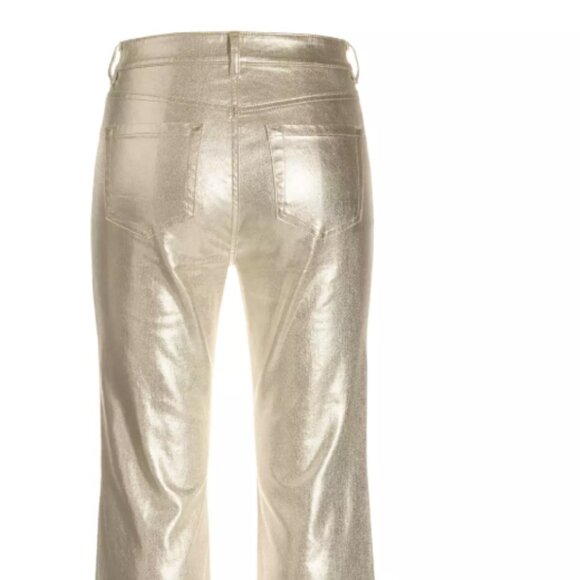 Boston Proper Monterey Metallic Coated High Waist Bootcut Jean, Gold, Size 4, - Picture 2 of 4